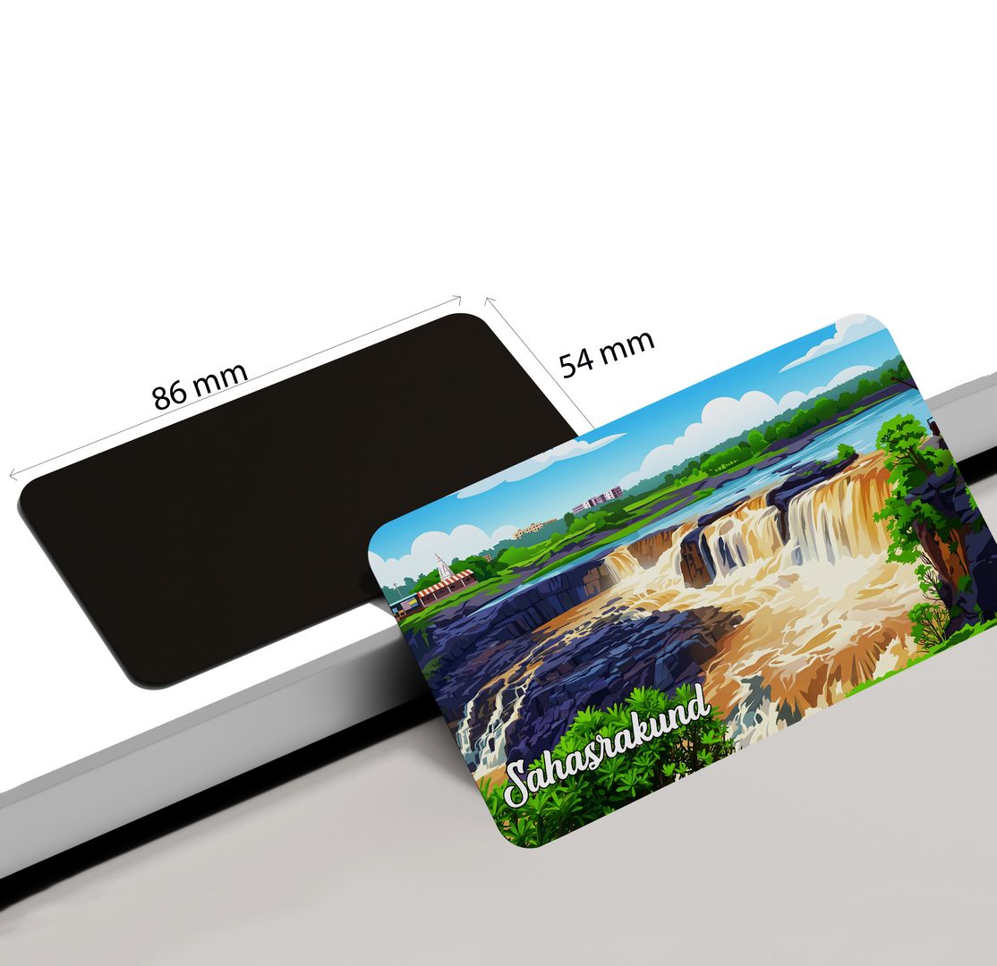 dhcrafts Multicolor Maharashtra Sahasrakund Design Rectangular Fridge Magnet Pack of 1 (8.6cm x 5.4cm)